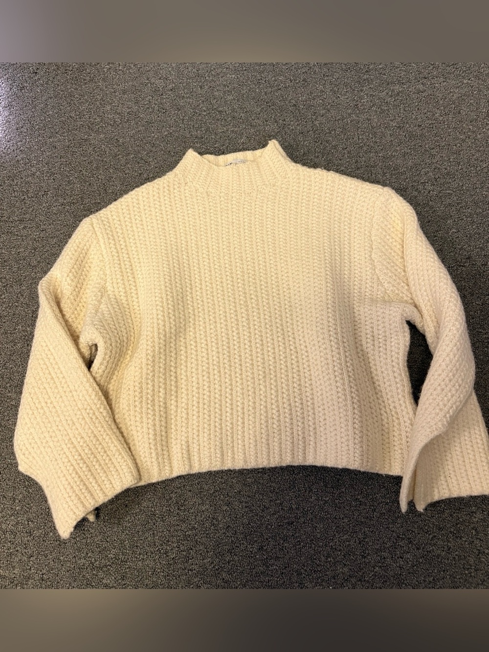 Zara Cream Ribbed Turtleneck Sweater
